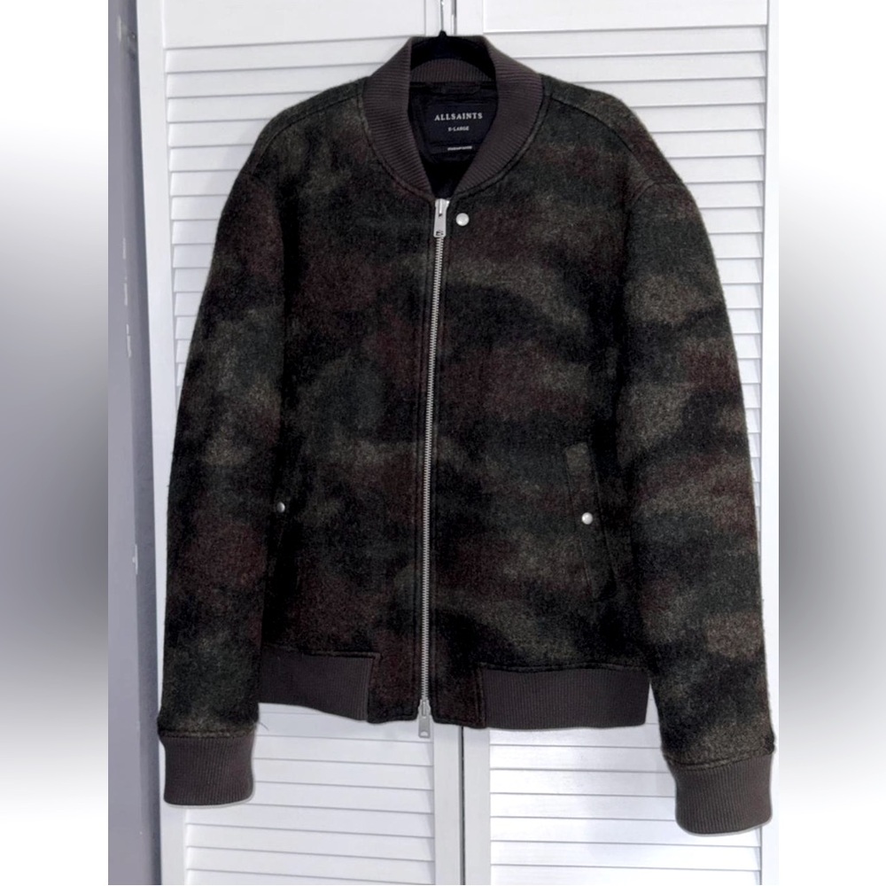 Allsaints Bastion Camo Wool Bomber Jacket - size XL